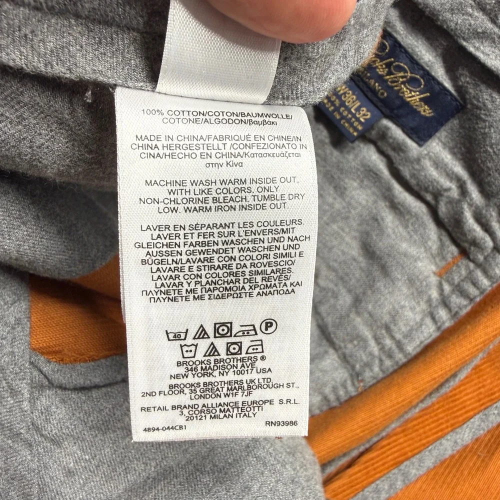 Brooks Brothers Milano Corduroy Pants 36x32 Orange Mens Slim Fit Cotton Trousers